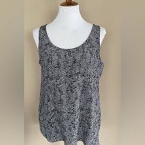 Eileen Fisher 100% Silk Tank Top Size Medium Abstract Print Minimalist Luxury